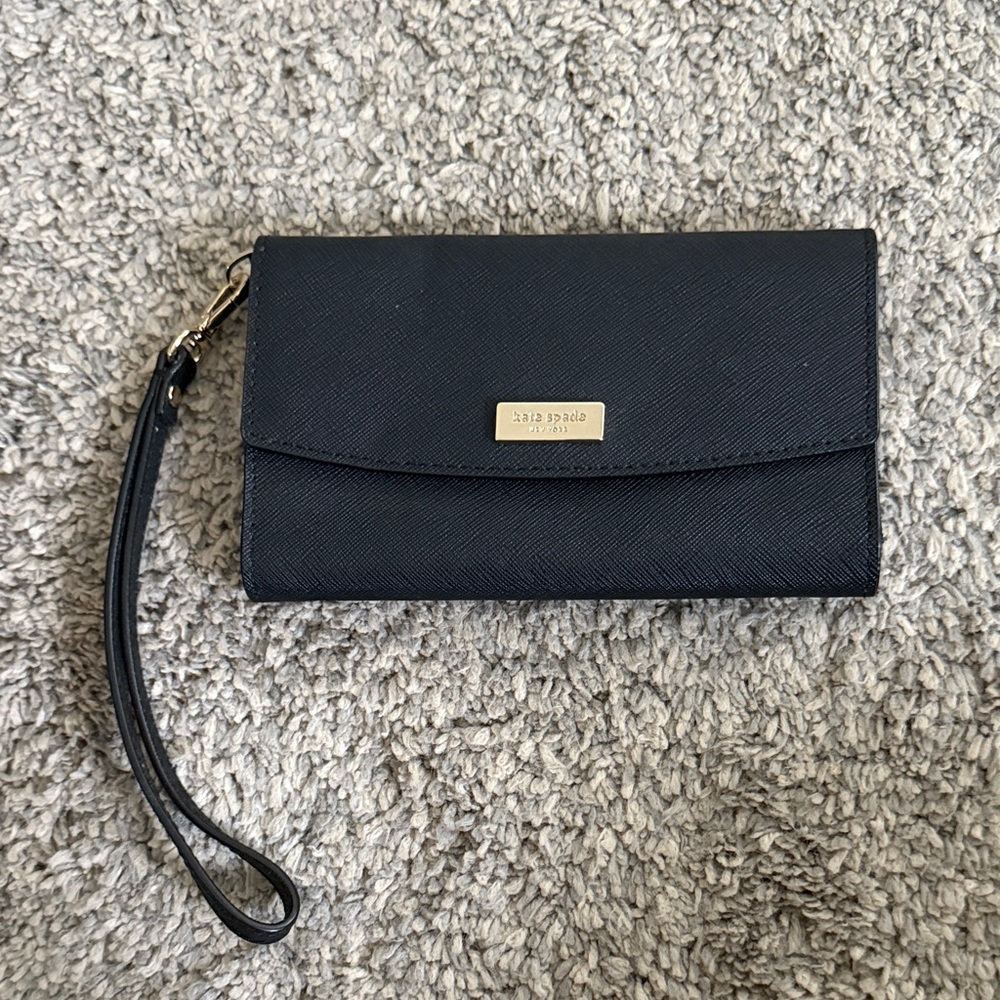 Kate Spade Black Wallet with Gold Accents